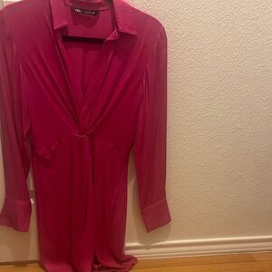 Zara Fuchsia Draped Blouse
